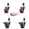 Service Caster 3'' Red Poly Wheel Swivel 1-3/8'' Expanding Stem Caster Set 2 Brakes, 4PK SCC-EX20S314-PPUB-RED-2-PLB-2-138 - alternate 2